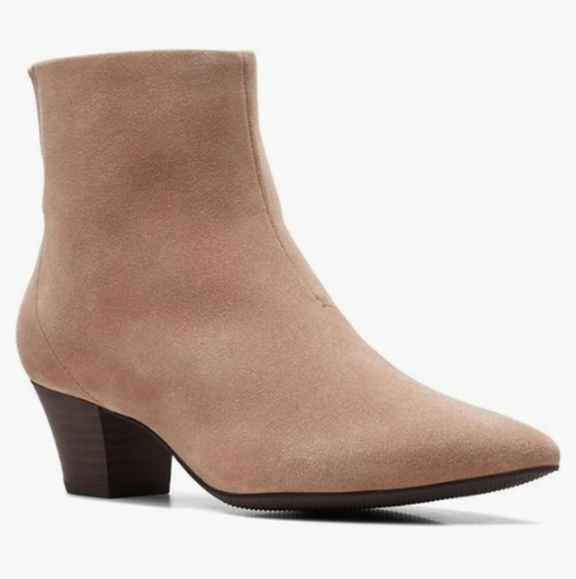Clarks Women's Teresa praline suede low heel ankle Boots size 11 brand new - Picture 1 of 9